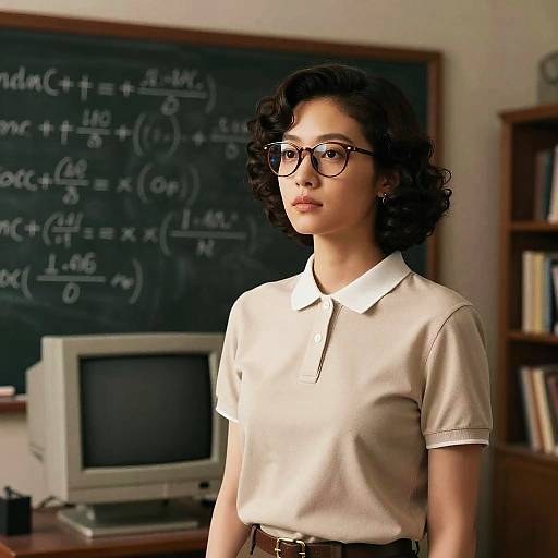 Thoughtful Woman in Vintage Study Room