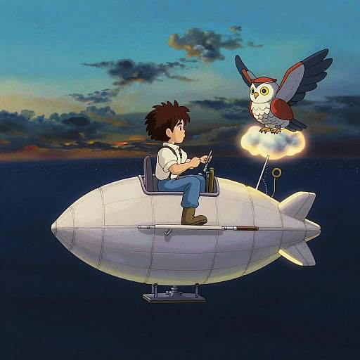 Neon Miyazaki Airship Adventure