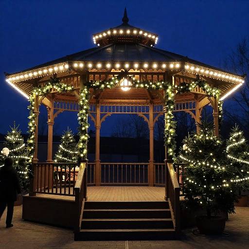 Enchanting Night Gazebo with Festive Decor