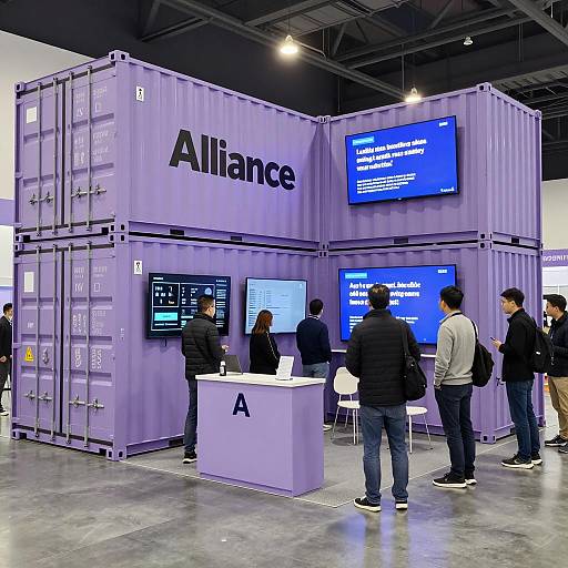 Tradeshow Booth Made from Purple Shipping Containers