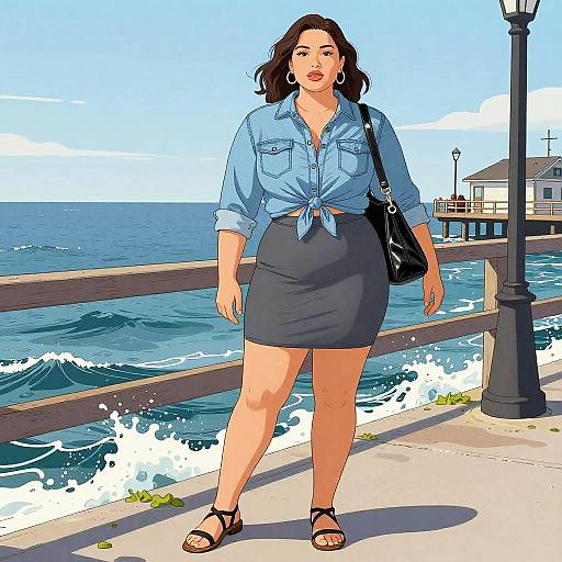 Plus-Size Chic on Fishing Pier