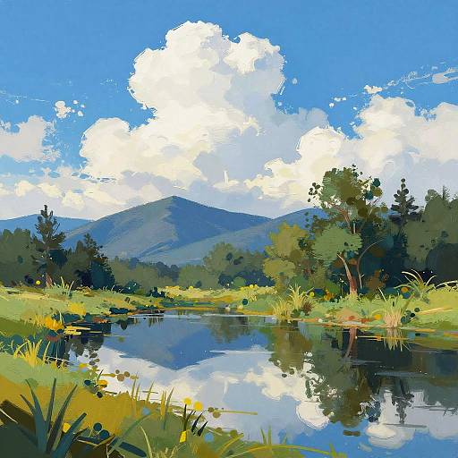 Impressionistic Serene Landscape Painting