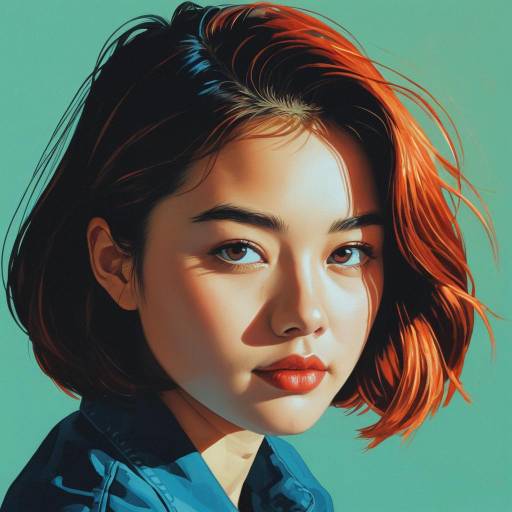 Modern Digital Impressionist Portrait of Young Woman