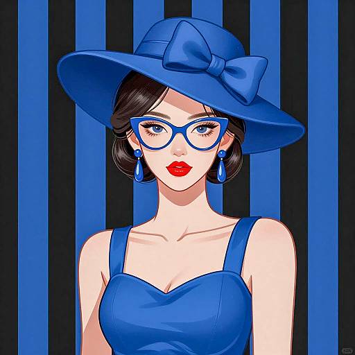 Confident Woman in Blue and Black