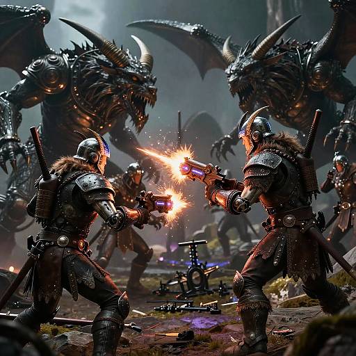 Futuristic Viking AI Battle Scene