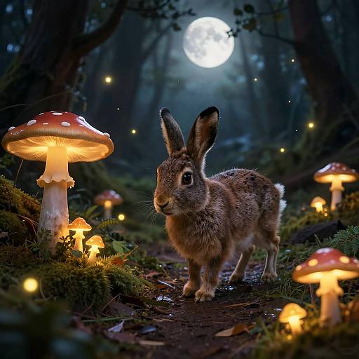 Baby Hare in Enchanted Forest
