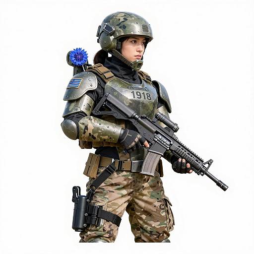 Armored Exosuit Soldier with Cornflower 1918