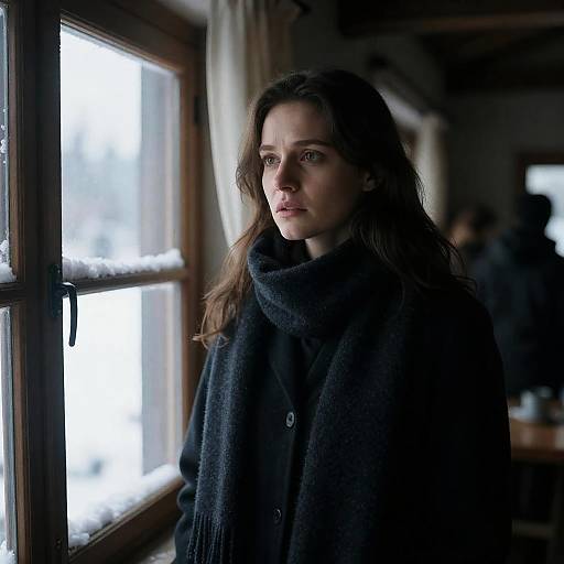 Thoughtful Woman by Snowy Window