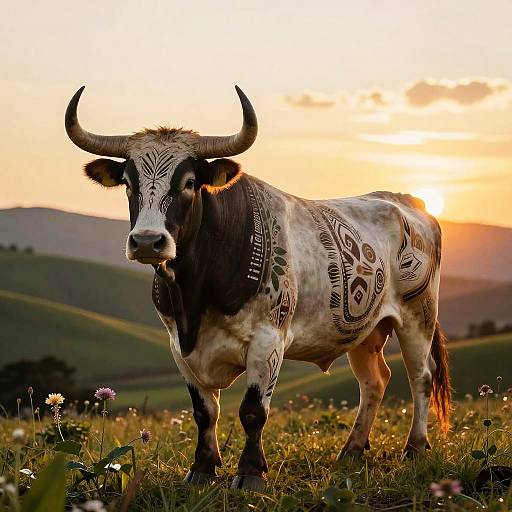 Taurus Spirit Animal with Tribal Adornments