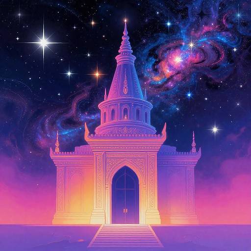Cyberpunk Temple of Cosmic Divinity