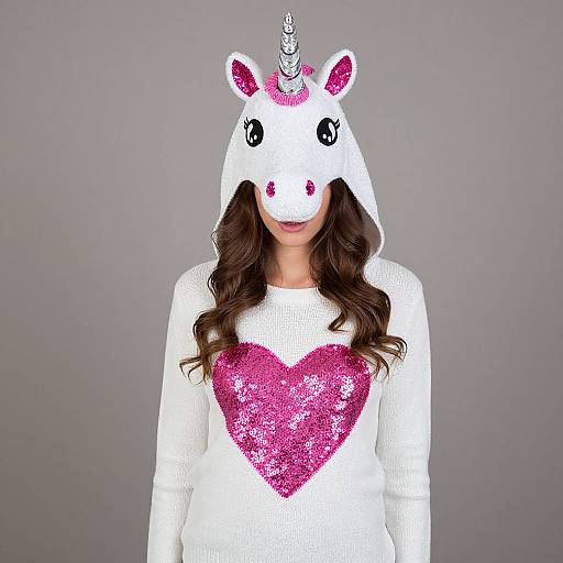 Woman in Unicorn Hoodie Costume