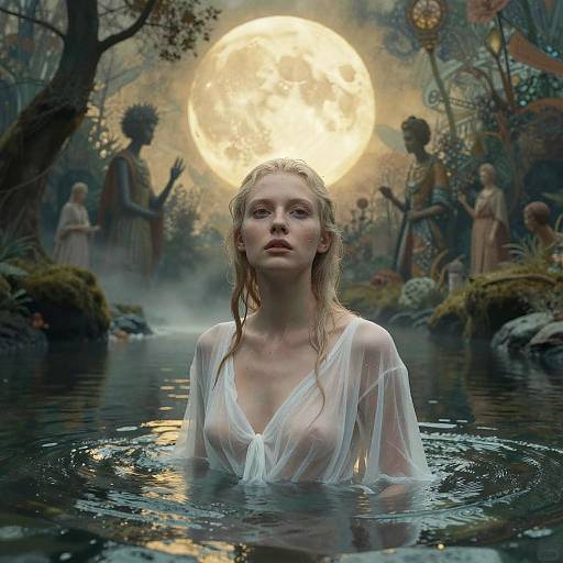 Ethereal Woman in Tranquil Estuary