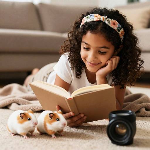 Girl Reading to Hamsters