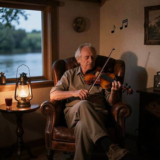 Retired Violinist in Cozy Riverside Cabin