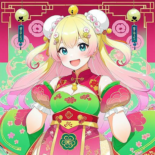 Illustration of Momosuzu nene (old design), hololive in the style of Harumachi nagaaki