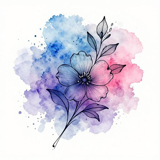 Vibrant Watercolor Floral Tattoo Design