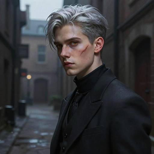 Ashen Undercut Assassin in Victorian Dusk