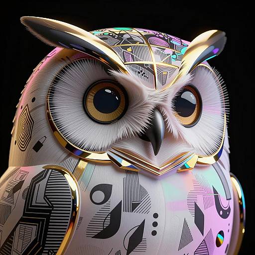 Cyberpunk Owl: A Vibrant Macro Vision