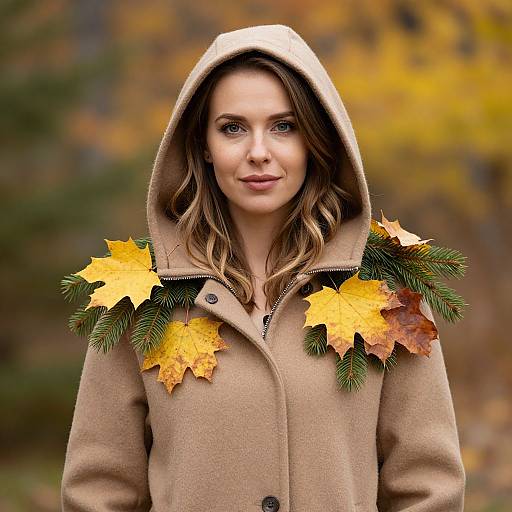 Woman in Autumnal Hooded Coat
