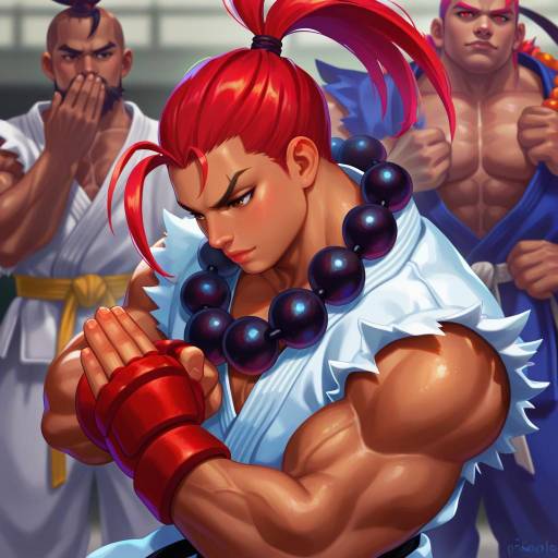 Illustration of Akuma (street fighter), street fighter in the style of Pikaole