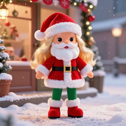 Cheerful Female Santa Doll Scene