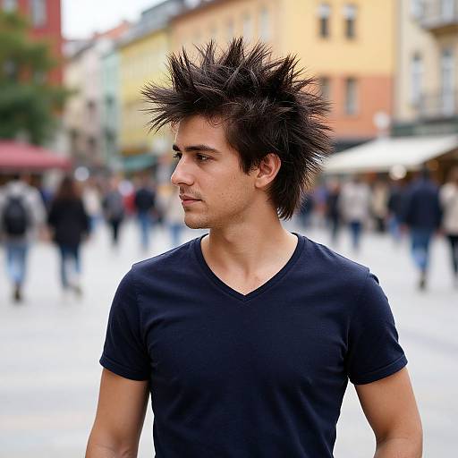 Confident Man with Spiky Hair in City