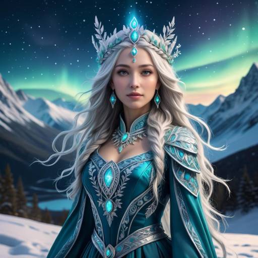 Ethereal Woman Under the Aurora Borealis