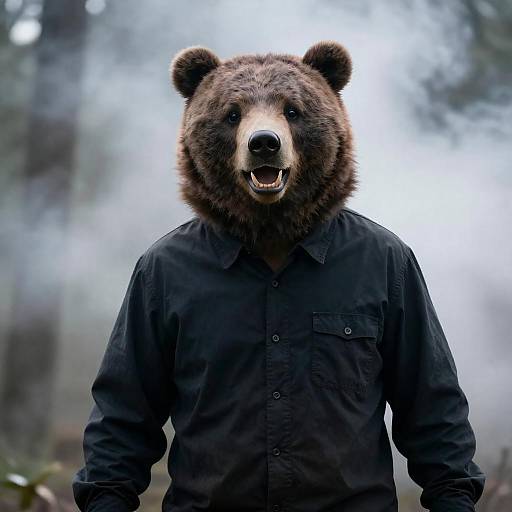 Bear Mask Portrait with Smoky Backlight