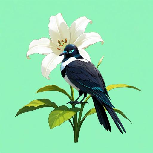 Realistic Magpie with Emerald Eyes Realistic Magpie with Emerald Eyes