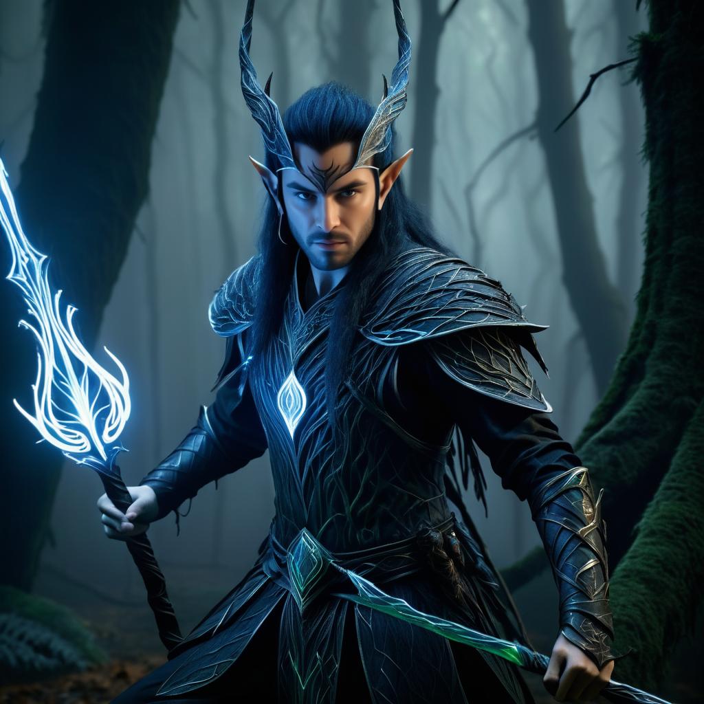 Eldrin: The Elven Warrior in Mystical Forest