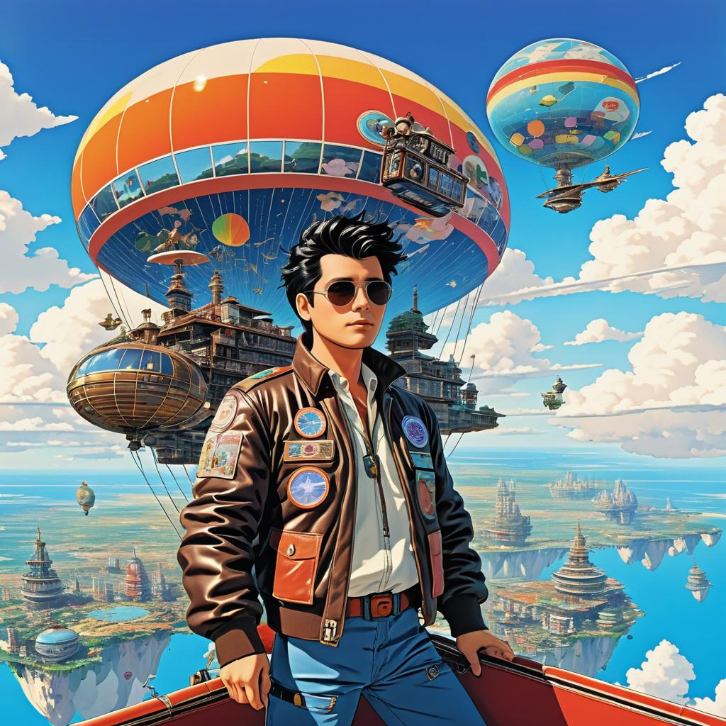 Fearless Pilot in a Retro-Futuristic Sky