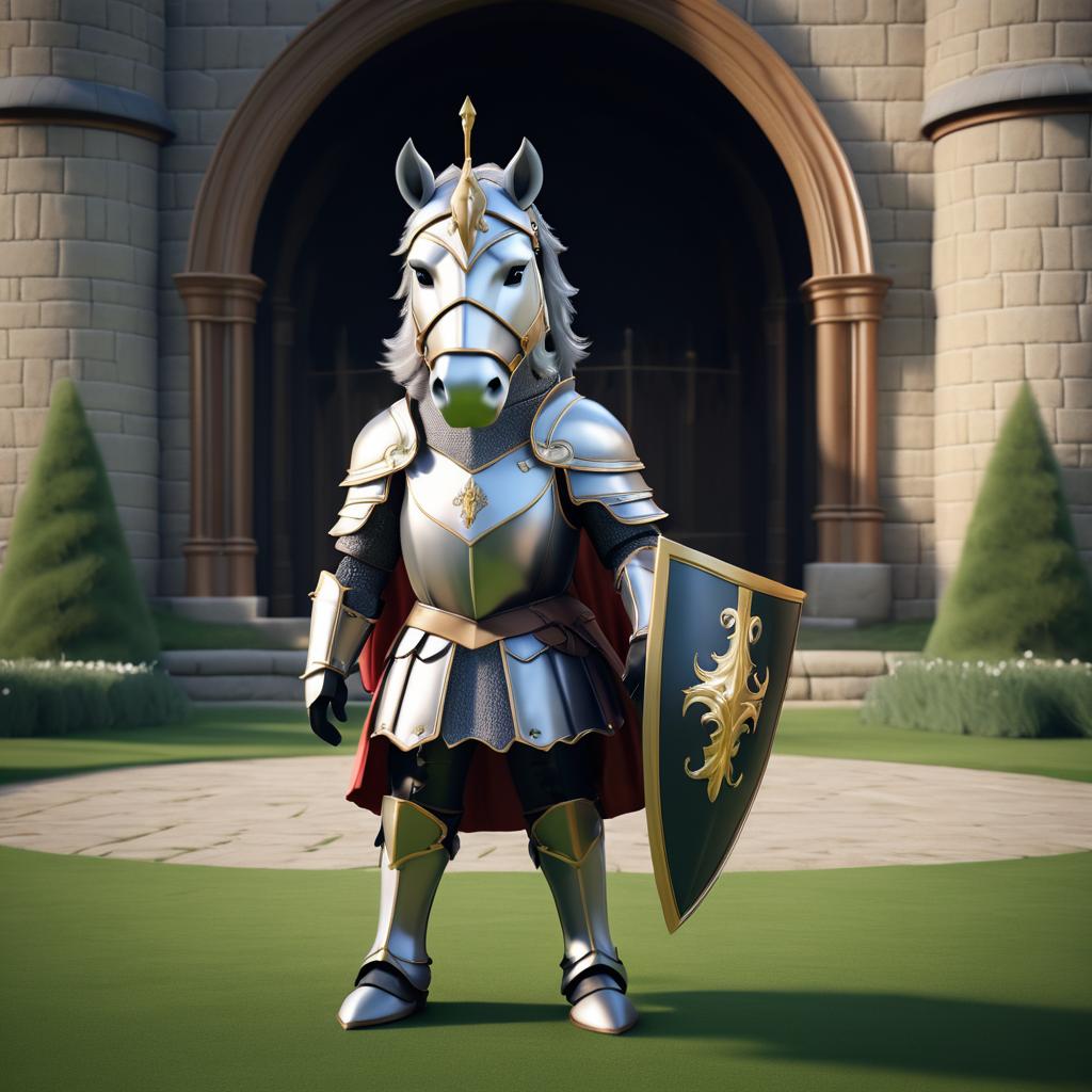 Majestic Knight Horse in Castle Setting