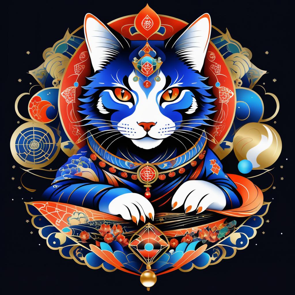 Intricate Irezumi Tattoo of Lucky Cat