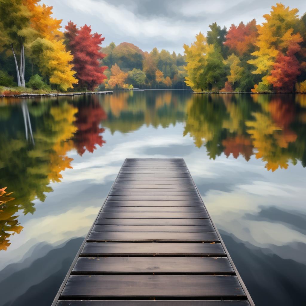 Autumn Lake Serenity with Reflective Dock