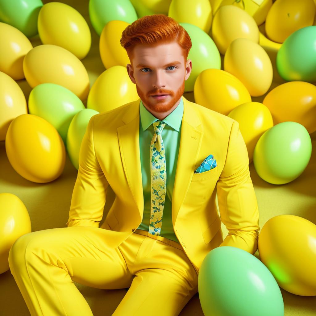 Elegant Redhead Man in Yellow Suit