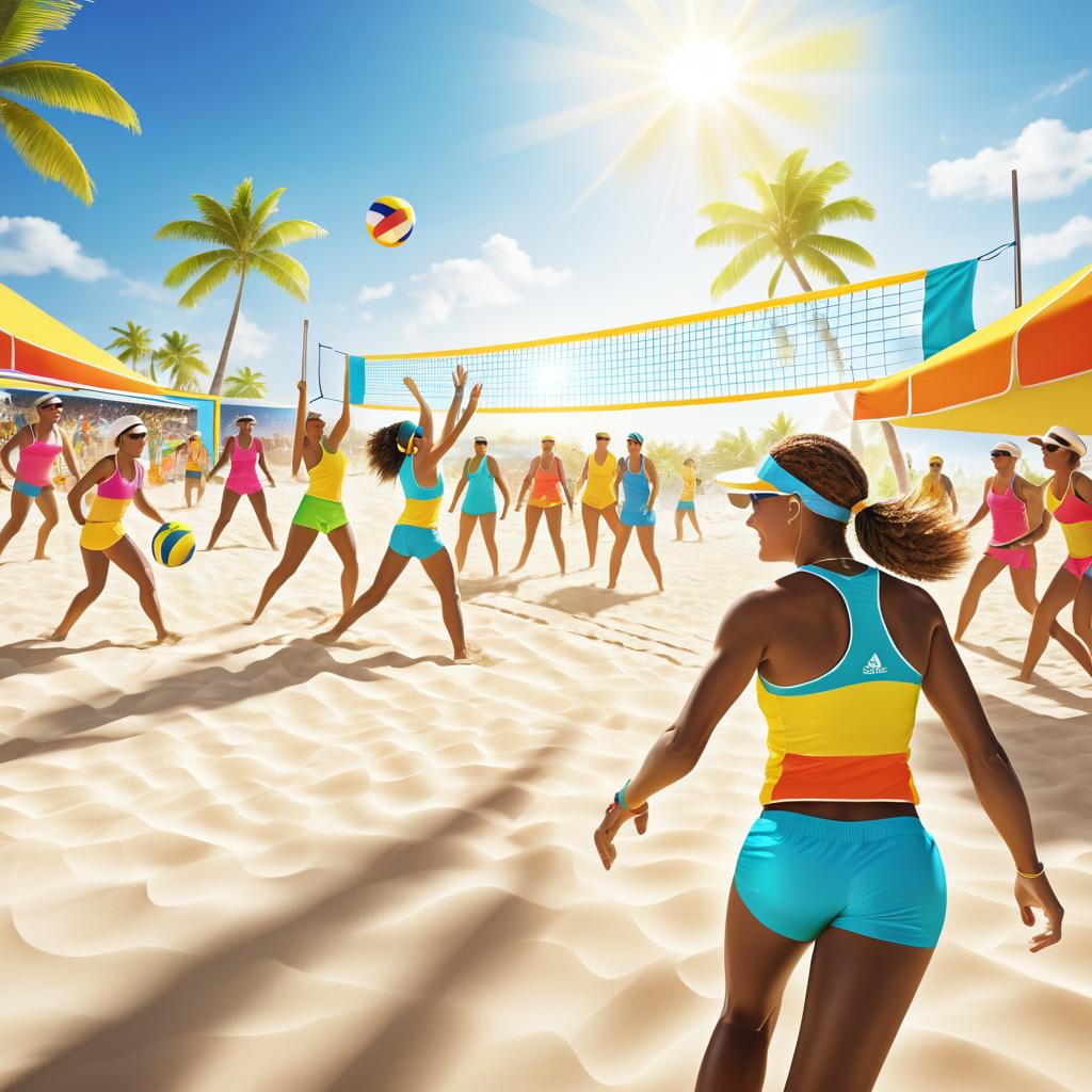 Energetic Beach Volleyball Tournament Scene