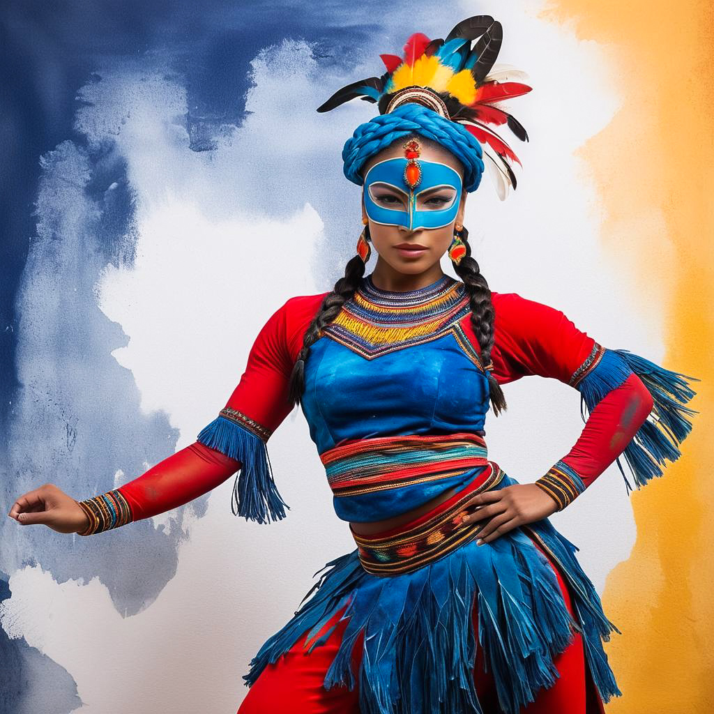 Vibrant Andean Dancer in Watercolor