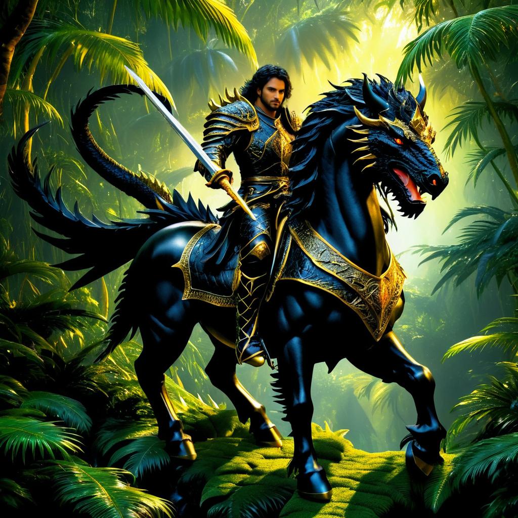 Epic Dragon Rider in Primeval Jungle