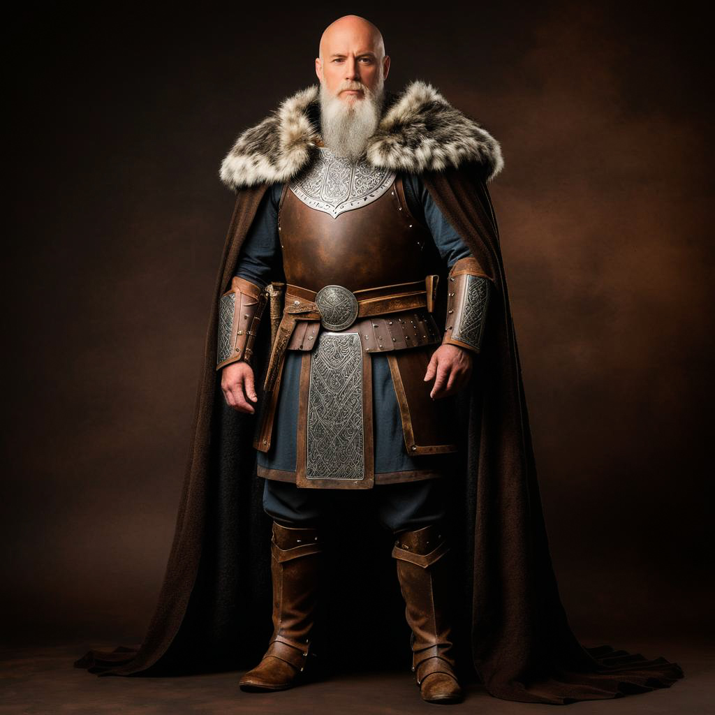 Determined Elder Chieftain in Viking Armor