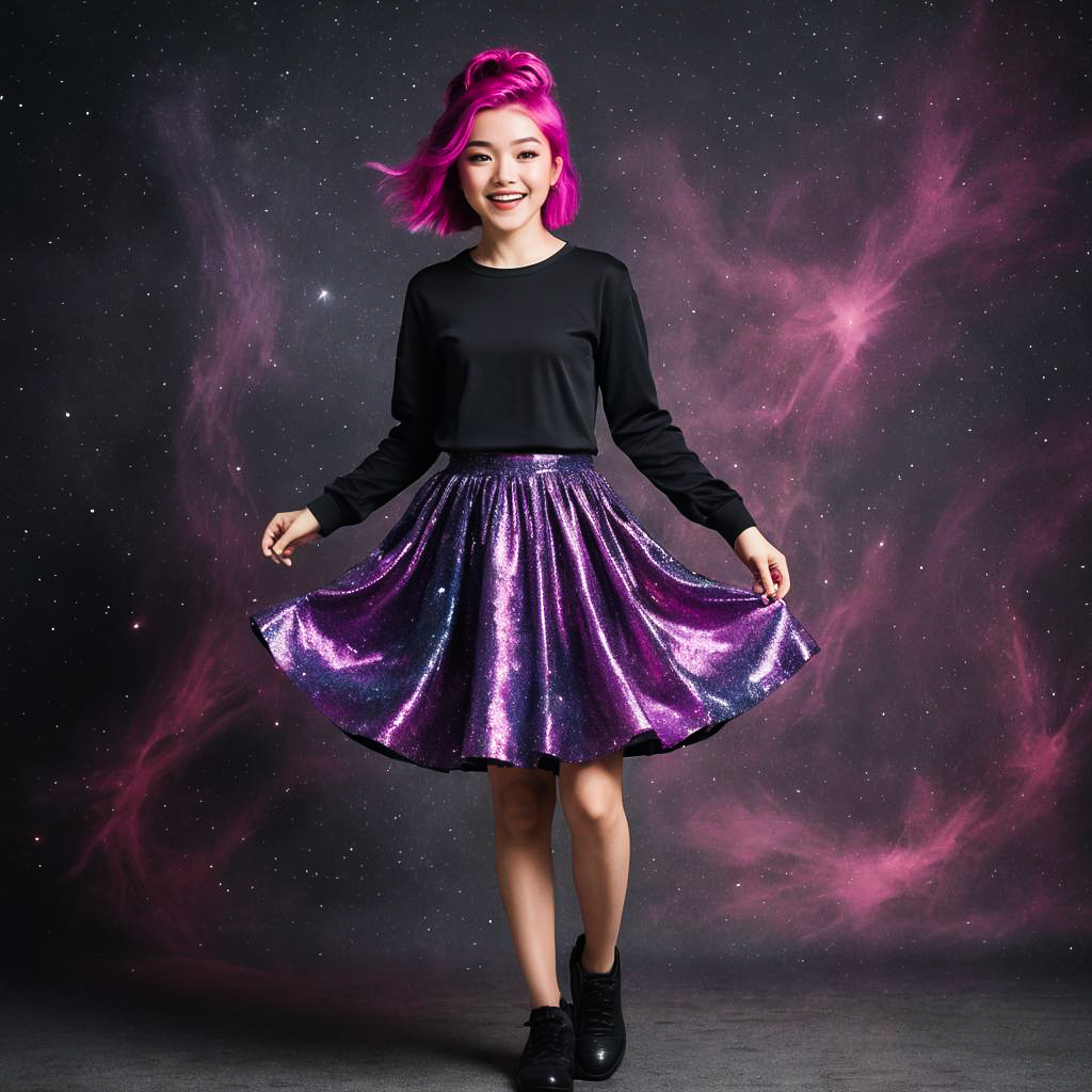 Glamorous Teen Girl in Galactic Fashion