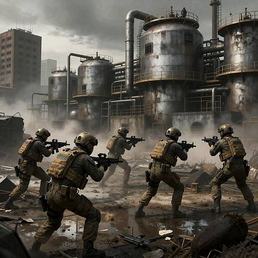 Dystopian Rebels Sabotaging Factory