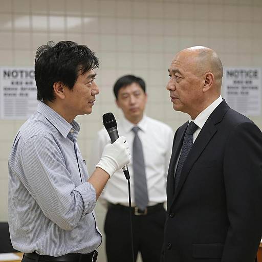 Three Men in a Tiled Room Photograph
