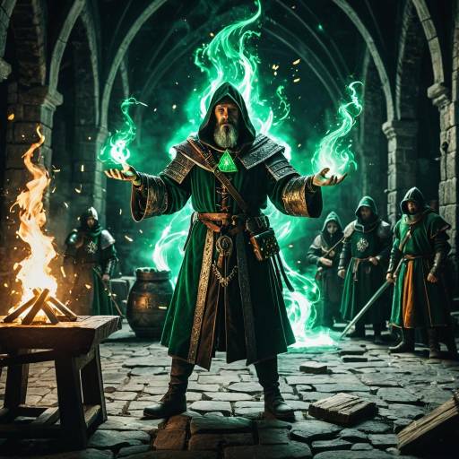 Medieval Alchemist Casting Spell