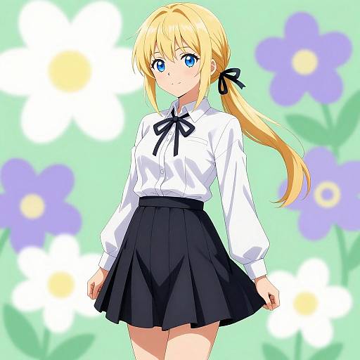 Anime Blonde Girl in School Uniform