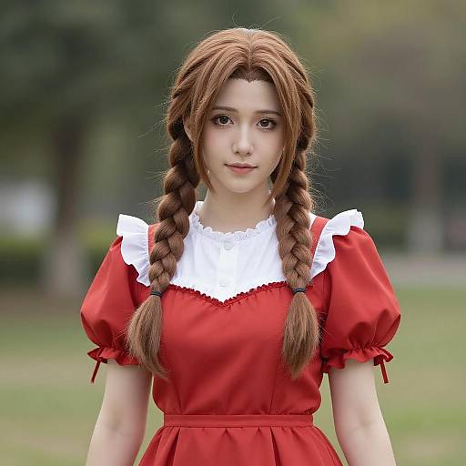 Aerith Cosplay in Natural Setting