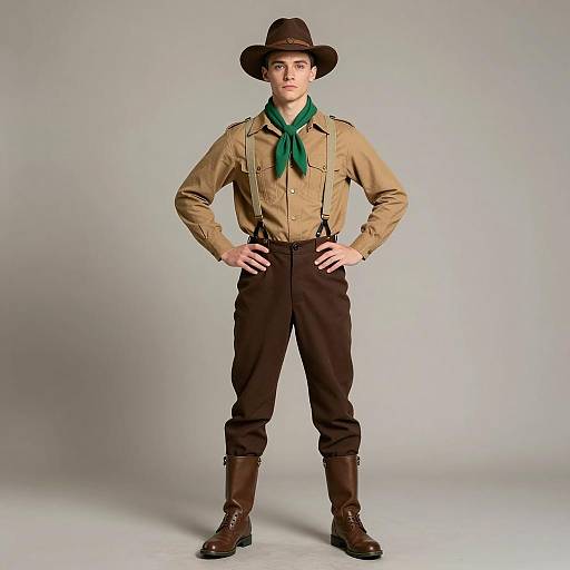 Vintage Scout Costume on Young Man