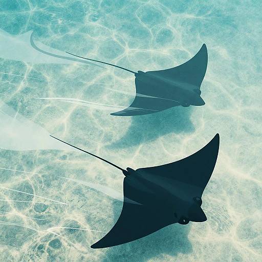 Stylized Gliding Manta Rays Silhouettes