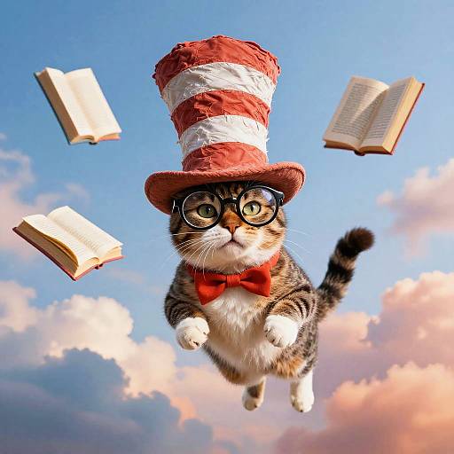 Surreal Cat in Hat Fantasy Scene