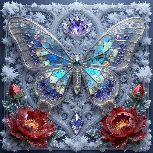 Cinematic Triadic Glass Moth Fantasy