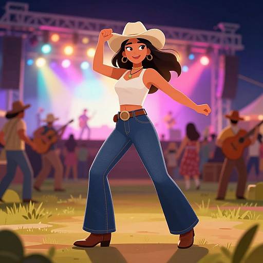 Woman Dancing at Country Music Festival